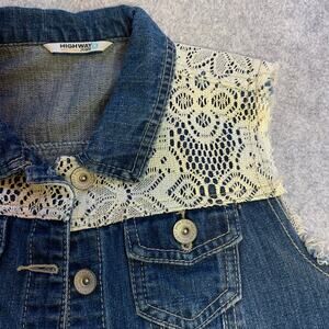 Highway Jeans Denim and Lace Jean Vest, Small, Cowgirl Vest, Country and Western